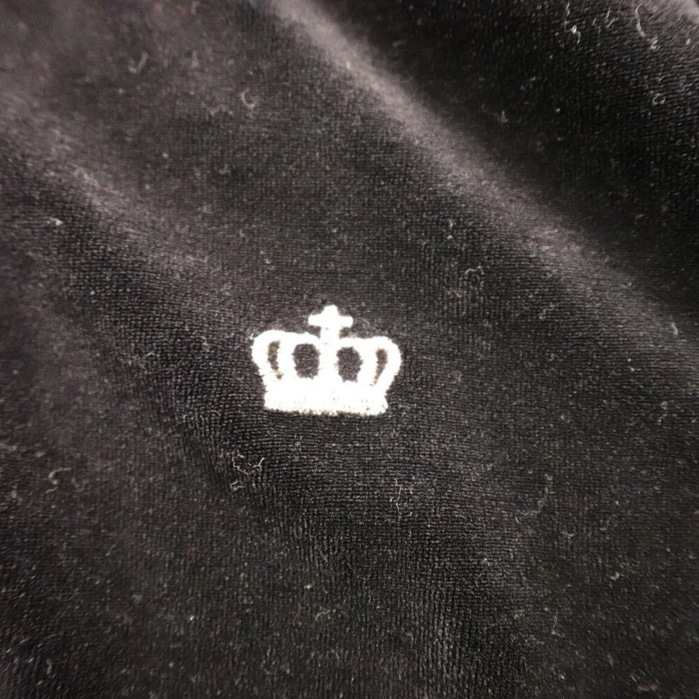 Juicy Couture‎ Girls Velour Hoodie Large Black Crown Logo Zip Up Juicy Hood